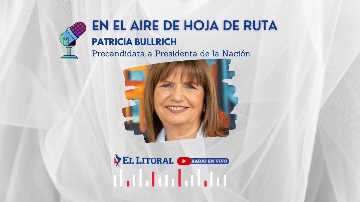 #Ahora en #HojaDeRuta La precandidata a Presidenta de la Nación <a href="/PatoBullrich/">Patricia Bullrich</a> con 
<a href="/EOLedesma/">@EOLedesma</a> y <a href="/CarlosLexcano/">Carlos Lezcano</a>
#ElLitoralRadio
ellitoral.com.ar/radio-en-vivo
<a href="/DiarioElLitoral/">Diario El Litoral</a>