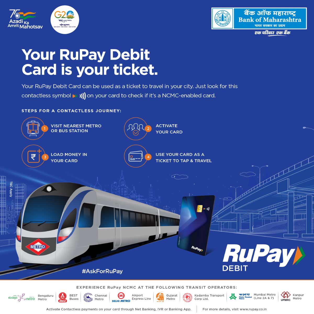 Unlock seamless travel experiences with your #RuPay #debitcard! Use it as your ticket for hassle-free commuting on metro or bus stations in your city. Just look for the contactless symbol and enjoy the convenience of NCMC-enabled transactions.

#RuPayDebitCard #TicketToRide