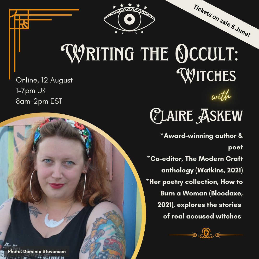 Reason No 1 to book 12 August in your diary: the legendary Claire Askew (@OneNightStanzas) is joining us at the first edition of Writing the Occult. And I'm so excited, because she was one of the people that inspired this whole thing. (You'll meet the other tomorrow.)