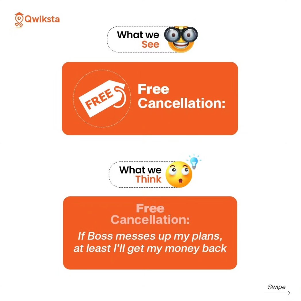 Qwiksta1's tweet photo. How many of you can relate to these feelings? Drop a 👍🏽 in the comments!
P.S. - Book Qwiksta for all your short stay needs, and get the best prices and best features!

#Qwiksta #Hotels #BookNow #EasyBooking #HassleFree #PayAtHotel #Rooms #HourlyBookings #GuranteedPrivacy https://t.co/734fjdftaT