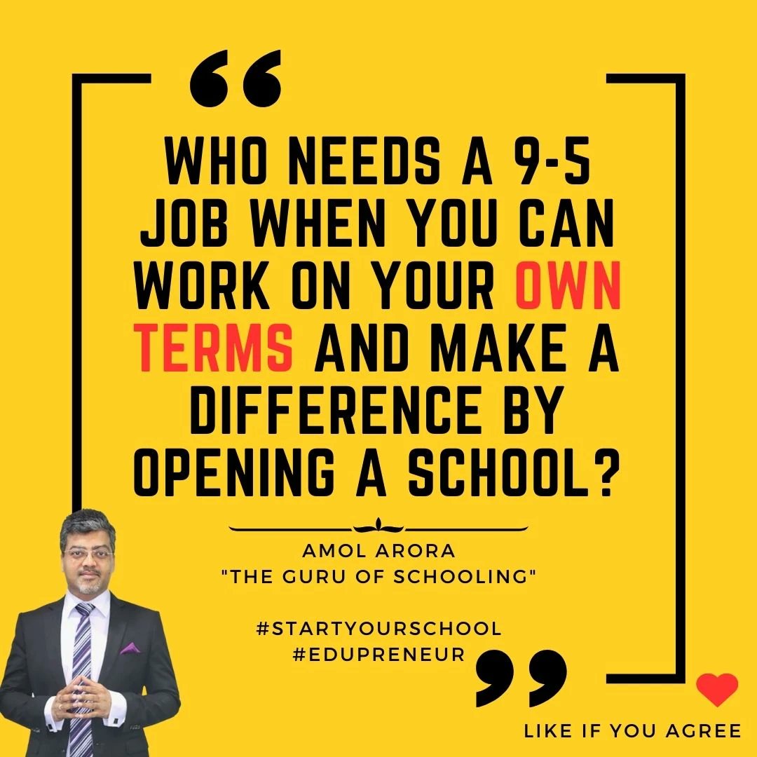 amolarora's tweet image. Empowering Education Entrepreneurs: Opening Schools to Make a Difference on Your Own Terms
#EducationRevolution #WorkOnYourTerms #MakeADifference