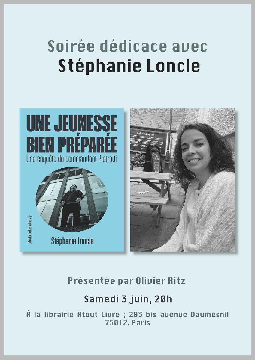 Rendez-vous avec <a href="/LoncleStephanie/">Stéphanie Loncle</a> et @olivier_ritz  samedi 3 juin à 20h pour une soirée dédicace d'Une jeunesse bien préparée, à la librairie <a href="/AtoutLivre/">LibrairieAtoutLivre</a>. Au plaisir de vous y retrouver !