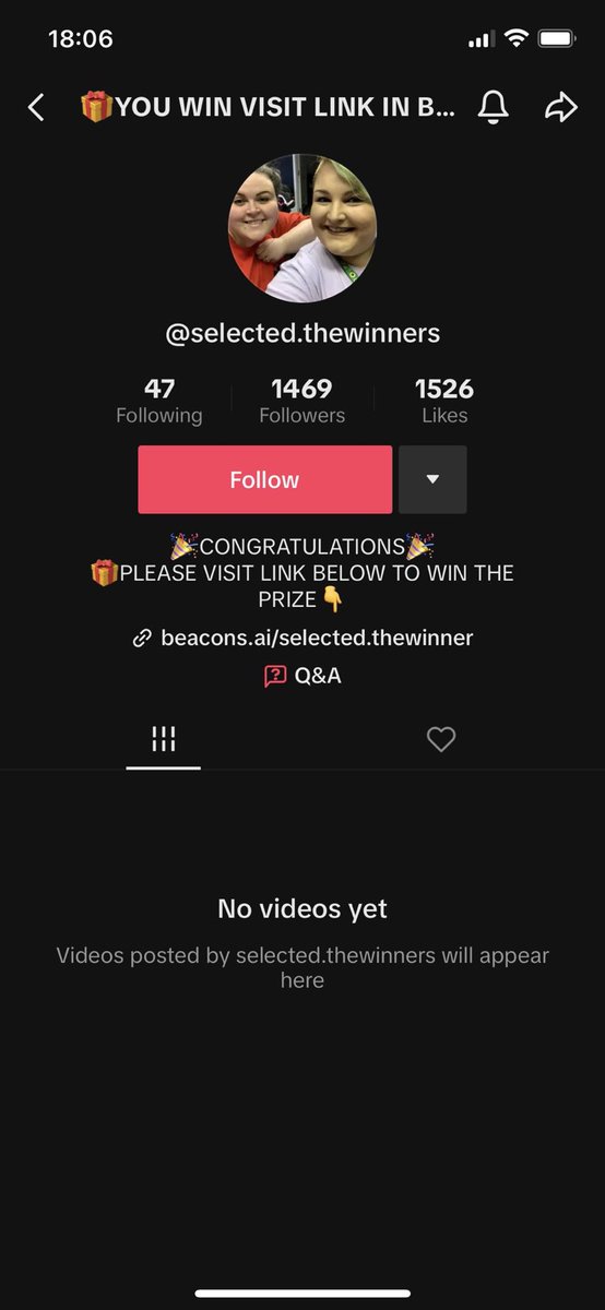 Hi everyone. Please be aware of this scam account. It’s not us we would never ask you to click links to a different site for any prizes. If this account contacts you please block and report.