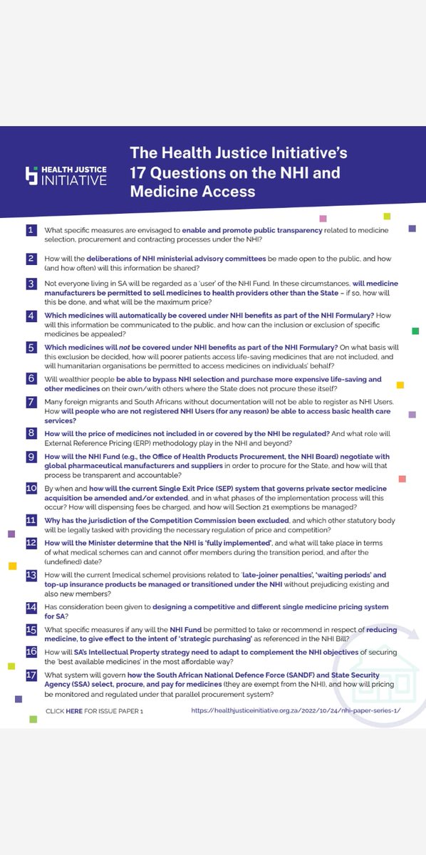 HealthJusticeIn's tweet image. #17Questions 

NHI &amp;amp; Medicine Access in SA 📝

📲healthjusticeinitiative.org.za/resources/#nhi…