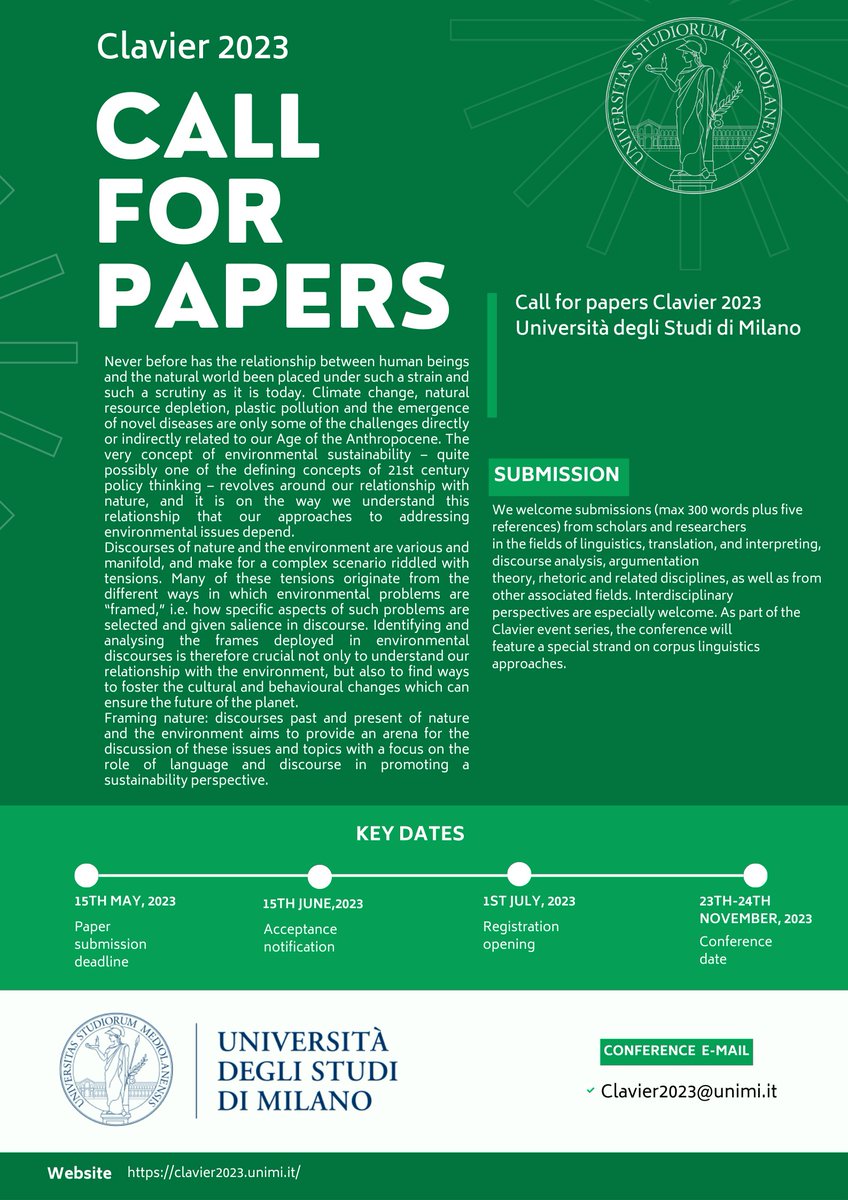 Clavier2023's tweet image. ⏳ Only 2 days left to submit your abstract for Clavier 2023 Conference! Don't miss this deadline to contribute to the discourse on language and sustainability. Join us for this engaging event and make your voice heard. Submit now and be part of the conversation! 📝🗓️ #Cfp