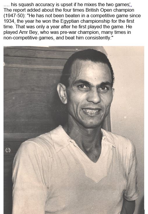 When Egyptian star Mahmoud Karim toured Australia in 1949 the Herald Newspaper in Melbourne report included this about combining squash and tennis, which he also played. ‘He explained that he finds the squash touch so much lighter and different to tennis that .... @MasrSquash