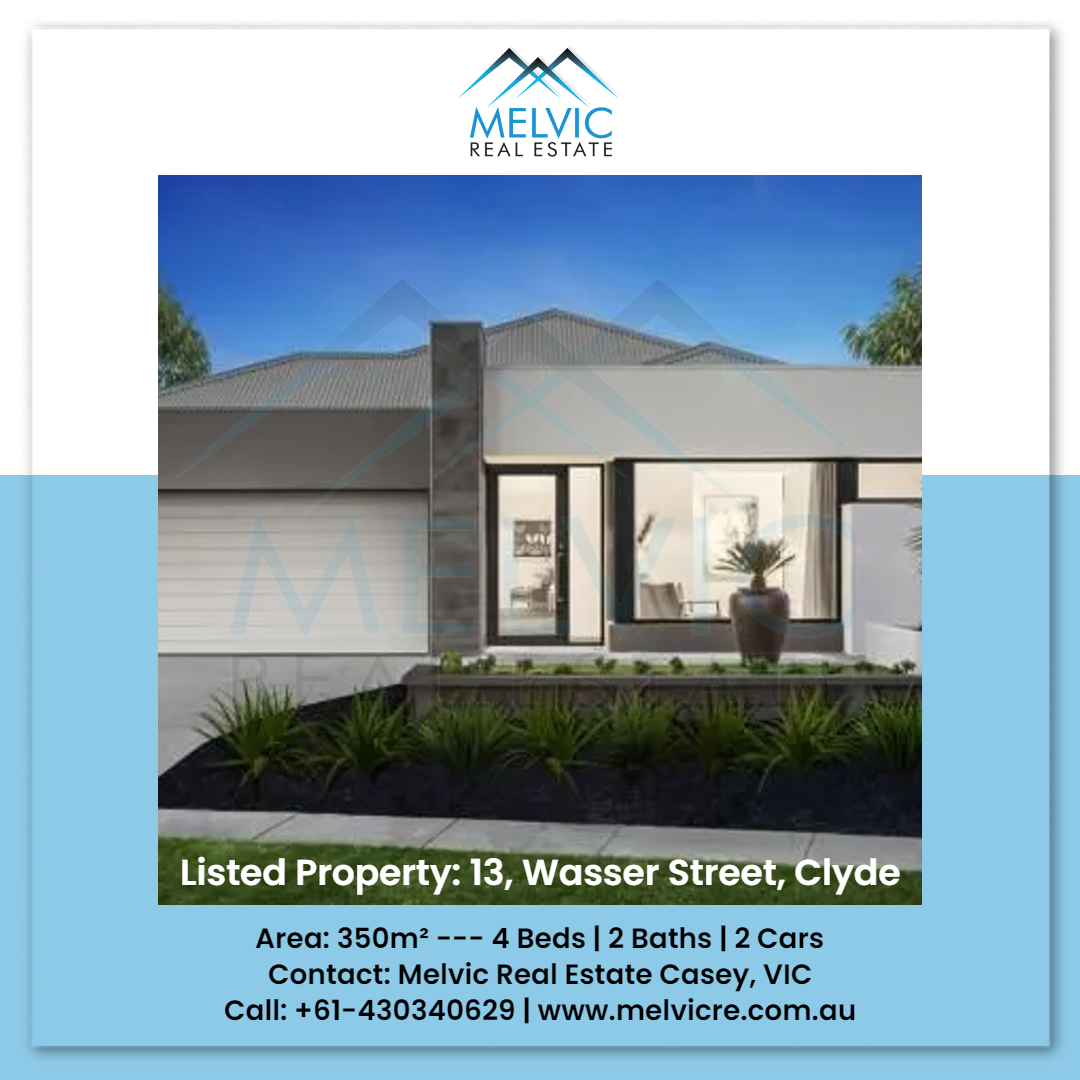 melviccasey's tweet photo. Melvic real-estate proudly present you this High-End Luxury home in just 2 months to be completed. This New Listed Property is at 13 Wasser Street, Clyde, VIC.
Know more: https://t.co/f7sTgaeH69
Call: 0430 340 629

#PropertyListings #MelvicRealEstateCasey #RealEstateAgents https://t.co/V6y9XYVSqR
