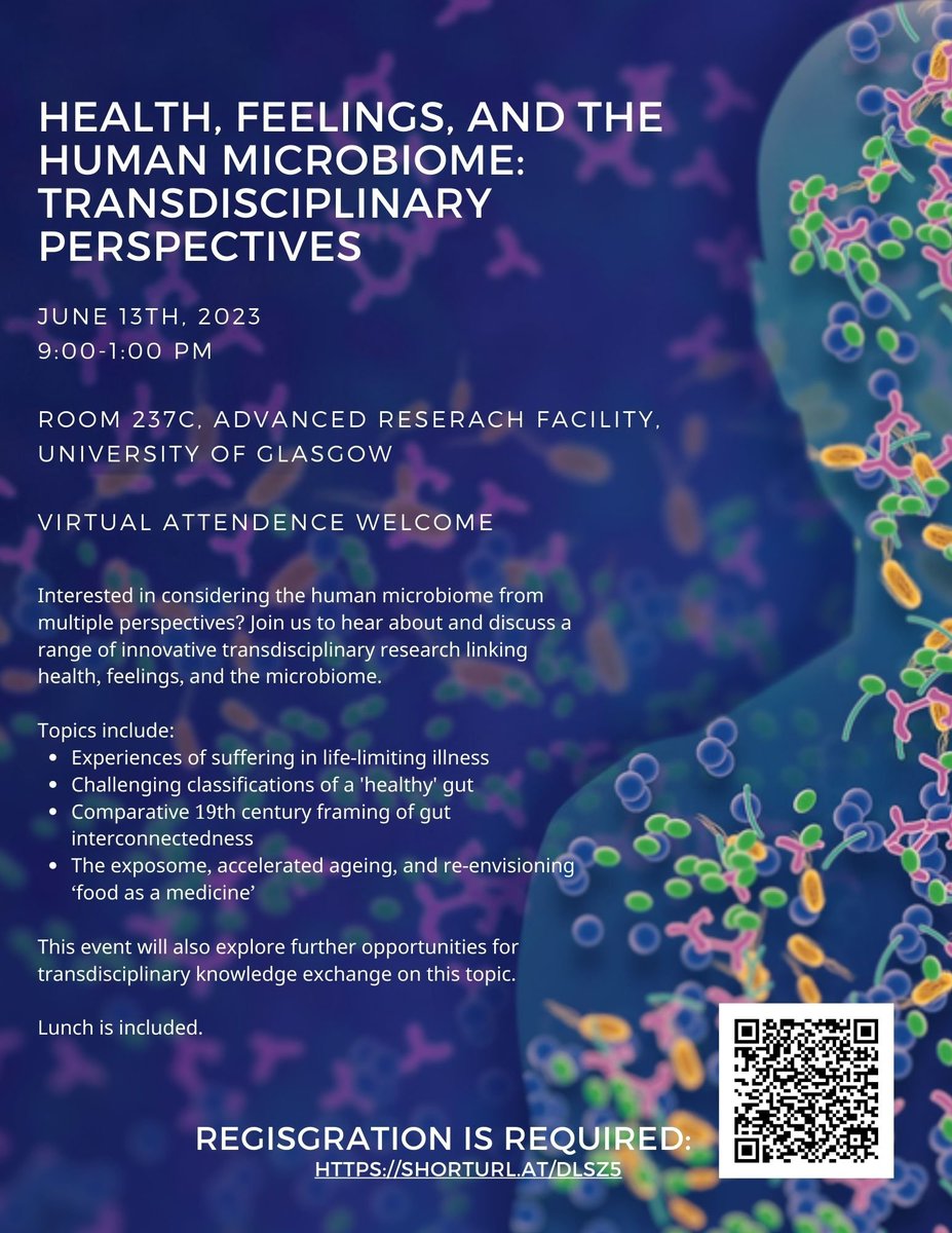 Curious how the human #microbiome shapes experiences of suffering in life-limiting illness and accelerated ageing? Why our ideas of a 'healthy gut' are problematic? 19thc literature framing of gut interconnectedness? We've got it all, no matter your discipline! Free event👇