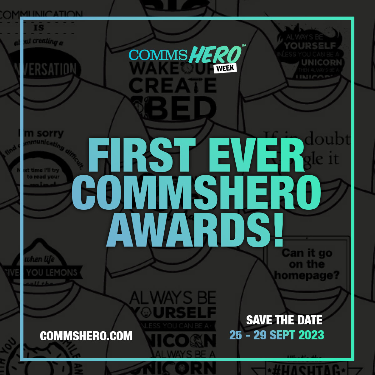 Introducing...#CommsHero awards!🏆

As part of CommsHero week 2023, we will be hosting our FIRST EVER awards during the in-person day in Manchester - WOOP! 

Details on the categories & how to enter will be revealed soon...👀

More info on the event here: tinyurl.com/rw3akzer