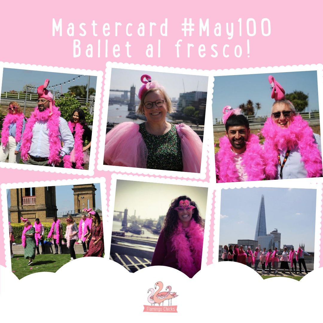 FlamingoChicks's tweet photo. The @MastercardUK team turned themselves into a flock of dazzling flamingos for their #May100 challenge! Maximizing the beautiful sunshine, they took part in an alfresco ballet class, pirouetting their way to raising lots of money for us!🩰
https://t.co/XSNxsnoHLJ https://t.co/s7C5xEibgT