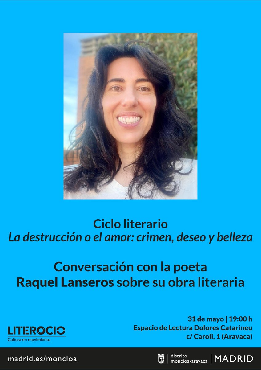 ¿Tu pasión es la #lectura? 

Última sesión del ciclo, 'La destrucción o el amor: crimen, deseo y belleza' con  <a href="/RaquelLanseros/">Raquel Lanseros</a> en el Espacio de Lectura 📚Dolores Catarineu 

📆Día 31
📍#EspaciodeLecturaDoloresCatarineu  ⏰19h

toda la programación 👇

informate.madrid.es/zl9mb1