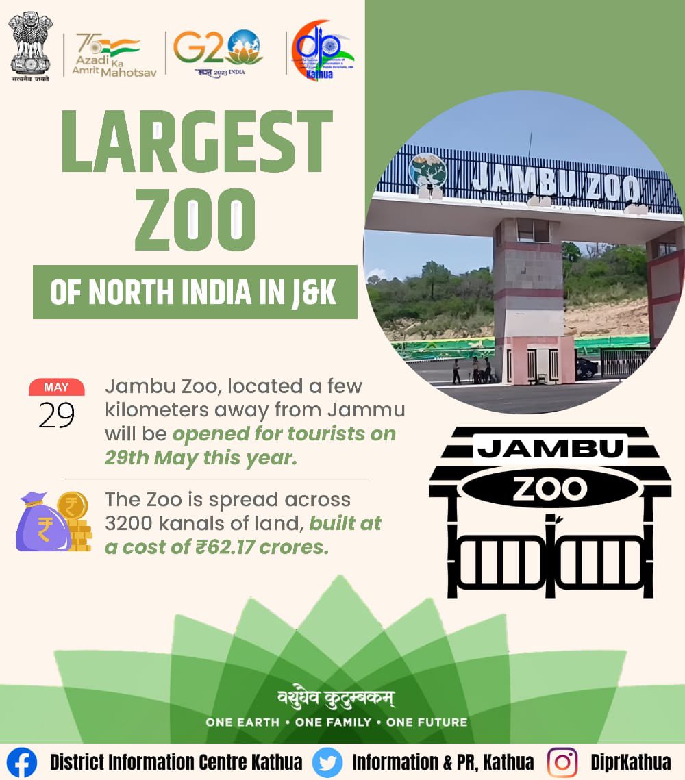 With successful conduct of G20 Summit, J&K has entered a new era of opportunities. It is a rare moment & world is applauding J&K's saga of development', said @manojsinha_ while inaugurating Jambu Zoo.
✌️✌️JK🇮🇳