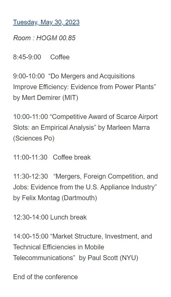 On the 2nd day of the #LeuvenSummerEvent, we feature a great lineup of speakers in Economics and  Econometrics of Education. Meanwhile, the workshops in #IO carry on with talks by

🔹<a href="/demirermert/">Mert Demirer</a> <a href="/MITEcon/">MIT Economics</a>
🔹<a href="/marleenmarra/">Marleen Marra</a> <a href="/ScPoEcon/">ScPoEcon</a>
🔹<a href="/f_montag/">Felix Montag</a> <a href="/TuckSchool/">Tuck School</a>
🔹<a href="/ptscott/">Paul Scott</a> <a href="/nyuniversity/">New York University</a>