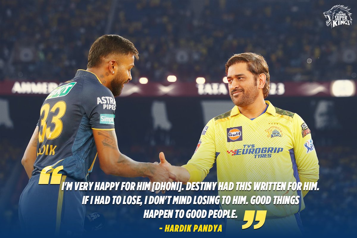 Kudos on putting up an incredible challenge, <a href="/gujarat_titans/">Gujarat Titans</a> ! Truly a great night of sport yesterday! 👏🫶🏻

#CHAMPION5 #WhistlePodu #Yellove 🦁💛