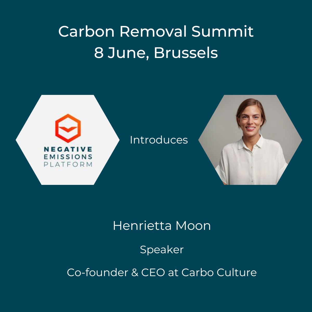 Join us in welcoming <a href="/PiaHenriettaM/">Henrietta Moon 🌎</a>, Co-Founder and CEO at @Carboculture, to the Carbon Removal Summit.

Register for in-person attendance here: bit.ly/3CjM2ln 

Watch the #CDR Summit live: bit.ly/3N2t48O