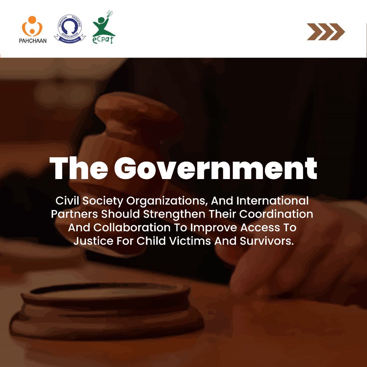 PAHCHAAN_2005's tweet photo. The government, civil society organizations, and international partners should strengthen their coordination and collaboration to improve access to justice for child victims and survivors.
#Pahchaan #ecpat #PPA #GIDAT #A2JPK #A2JPAHCHAAN https://t.co/SqTho7Iqd4