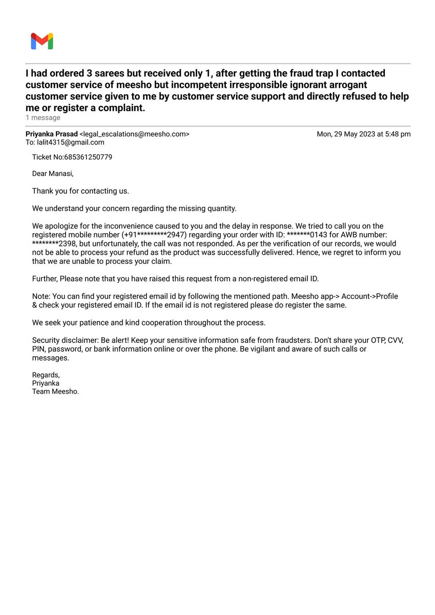 imklalit's tweet photo. @viditaatrey Fraud activities by your employees and your seller. Hope i may get justice https://t.co/PAdyJwLc2H