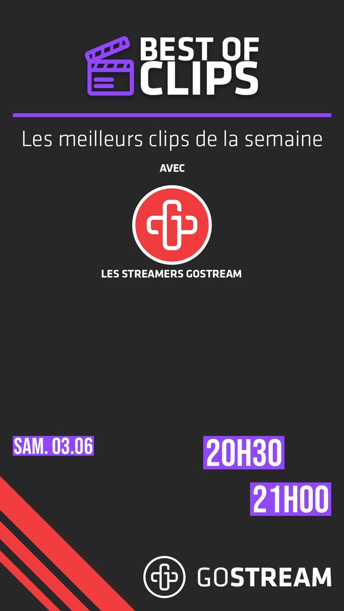 👀 Dans un instant sur GoStream…
📝 C’est l’heure du #BestOfClips de la semaine !
➡️ twitch.tv/gostreamfr