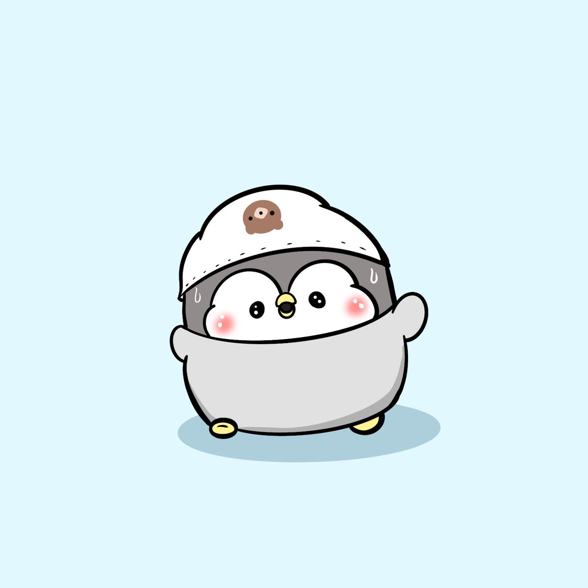 日差しが強いからパンツをかぶったちゃんぺん 「暑いね〜」」|ペンギンの