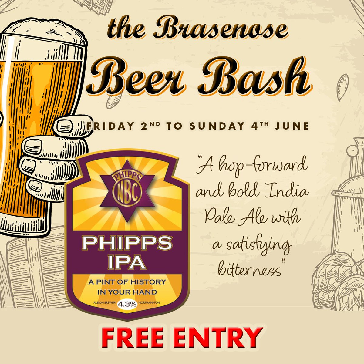 TheBrasenose's tweet photo. Fancy a Pint?
We have 10 Beers on for our #BrasenoseBeerBash
https://t.co/fpd9cwhnFZ
#phippsbrewery #PhippsIPA https://t.co/t96IVMXqJ4