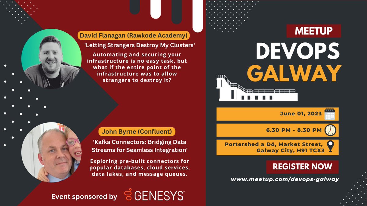 DevOps Galway (@devops_galway) on Twitter photo Only 2 days to go until our DevOps Galway event returns, pop into <a href="/portershed/">PorterShed</a> for some interesting talks on Kubernetes and Kafka, some Pizza, good conversation, and also post event drinks.
RSVP meetu.ps/e/M1Rfn/wLWRB/i
#kubernetes #kafka #devops Only 2 days to go until our DevOps Galway event returns, pop into <a href="/portershed/">PorterShed</a> for some interesting talks on Kubernetes and Kafka, some Pizza, good conversation, and also post event drinks.
RSVP meetu.ps/e/M1Rfn/wLWRB/i
#kubernetes #kafka #devops