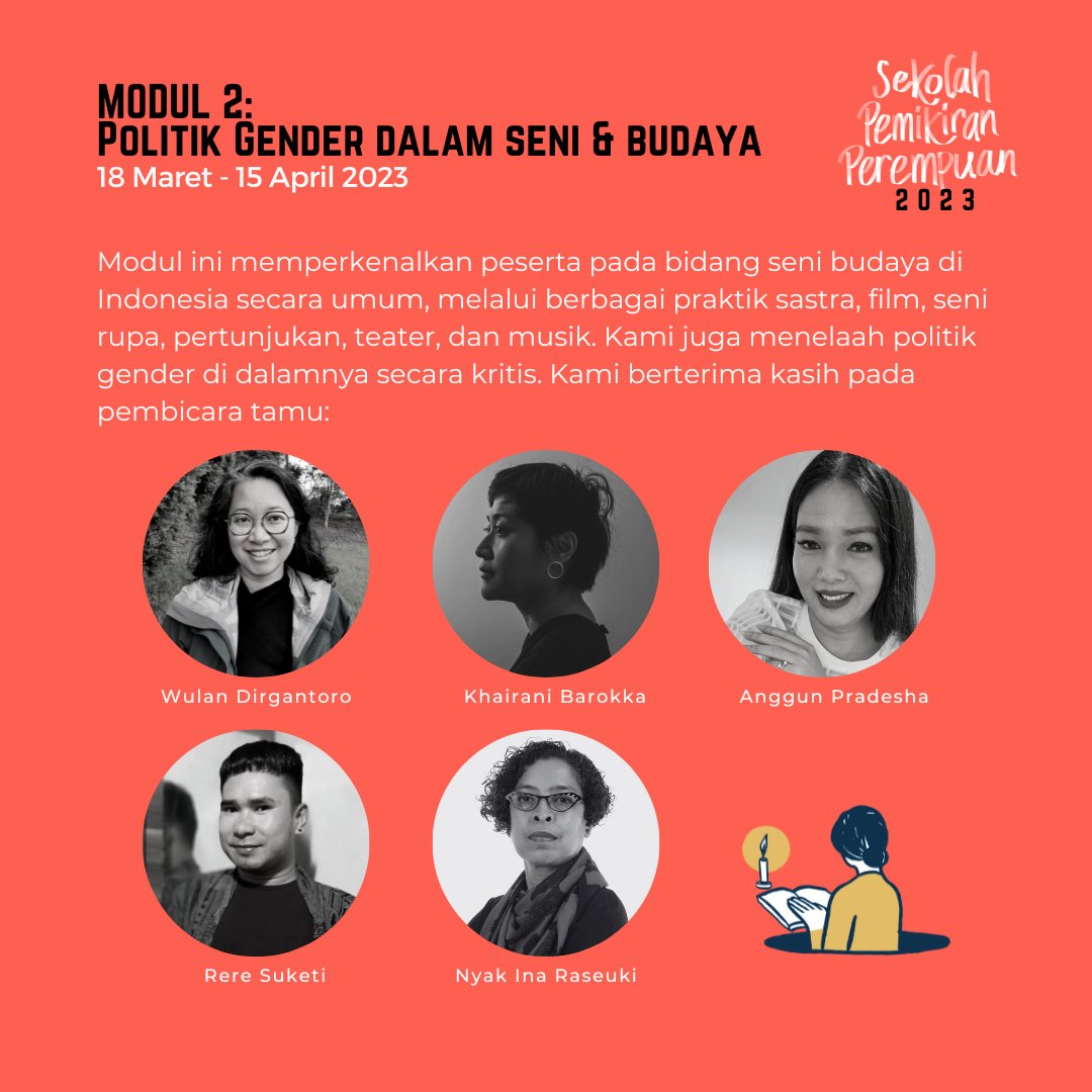 Di Modul 2 kami belajar bersama Wulan Dirgantoro, Khairani Barokka (@mailbykite), dan Nyak Ina Raseuki (<a href="/ubietraseuki/">Ubiet Raseuki</a>) —mengupas politik gender dalam seni &amp; budaya. Kami juga membahas karya kawan Anggun Pradesha (<a href="/AnggunPradesha/">Angs</a>) &amp; Rere Suketi dalam #KlubCerap