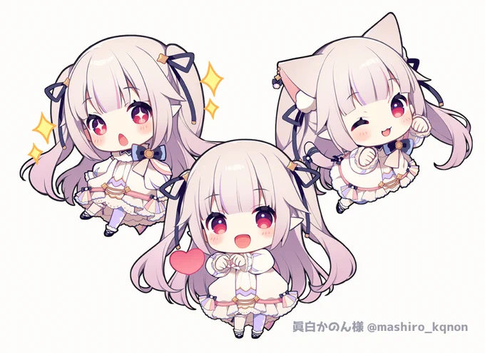 眞白かのんさま(  )のSDイラストを描かせていただきました 表情差分もたくさん描かせていただいてます! どうぞよろしくお願いいたします! #眞白かのん #ましろんあーと