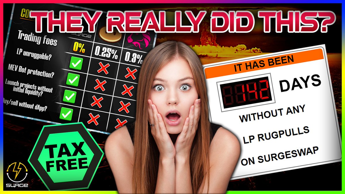 #GM crypto frens ⚡️

Yes, we did this!
✅ 0% TAX
✅ 0% TRADING FEES
✅ 100% MEV-BOT PROTECTION
✅ 100% HONEYPOT PROTECTION
✅ UNRUGGABLE LIQUITIY POOLS
✅ NO BRIDGING REQUIRED
✅ SUPPORTED BY <a href="/MaestroBots/">Maestro🤖🤖</a> 

Links: linktr.ee/SURGEPROTOCOL
-
$SRG #SURGEPROTOCOL #BNB #ETH #Crypto