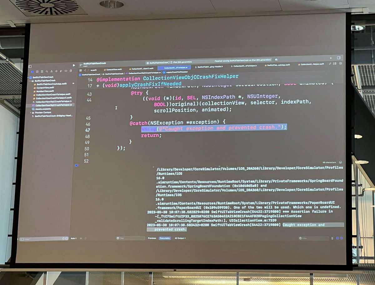 peterfriese's tweet image. To kick off @swift_pl, @jfahrenkrug shows us how to surgically use private APIs to implement missing behaviour, fix bugs, and improve testability of your code.