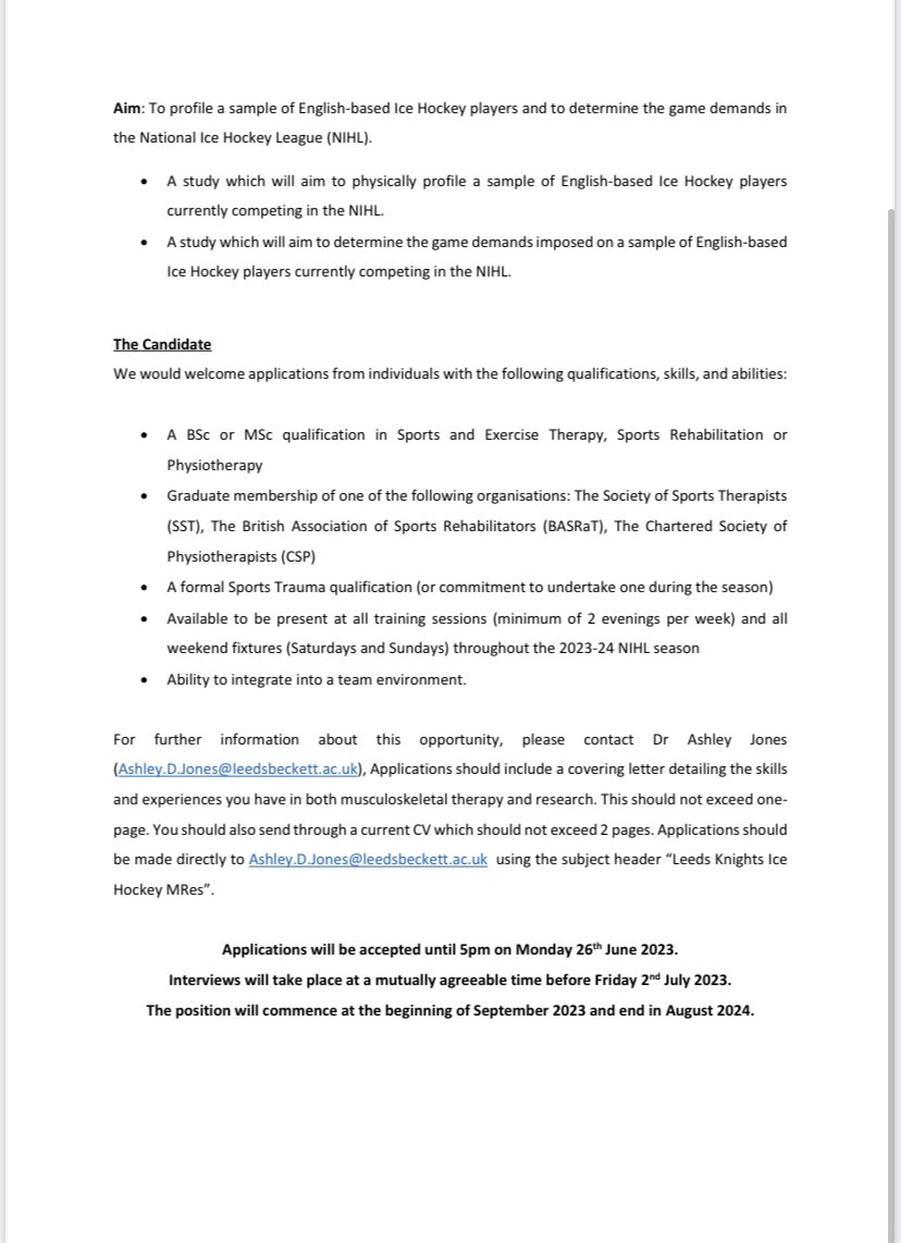 Ashley Jones, PhD (@ashjones1987) on Twitter photo Pleased to advertise this brilliant opportunity to work as the team therapist <a href="/Leedsknights/">Leeds Knights</a> whilst studying for an MRes <a href="/LBUHealth/">The School of Health, Leeds Beckett University</a> with myself <a href="/ICSportsTherapy/">Dr Ieuan Cranswick</a> and <a href="/broc03/">Chris Brogden</a>. If you are keen to experience working in elite sport and have an interest in applied research, take a 👀👇🏻 Pleased to advertise this brilliant opportunity to work as the team therapist <a href="/Leedsknights/">Leeds Knights</a> whilst studying for an MRes <a href="/LBUHealth/">The School of Health, Leeds Beckett University</a> with myself <a href="/ICSportsTherapy/">Dr Ieuan Cranswick</a> and <a href="/broc03/">Chris Brogden</a>. If you are keen to experience working in elite sport and have an interest in applied research, take a 👀👇🏻