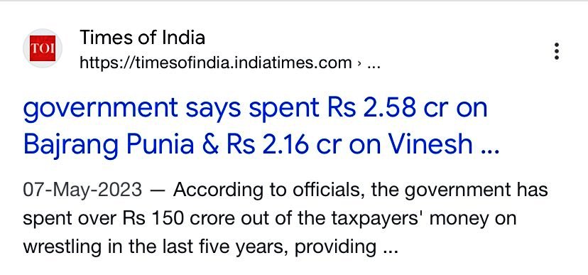 Bajrang Punia has announced that the protesting wrestlers will dispose their medals in the Ganga. What he has conveniently not mentioned is that the Govt of India has spent more than ₹150 crore on training these wrestlers, ₹2.58 crore on him and ₹2.16 crores on Vinesh Phogat…