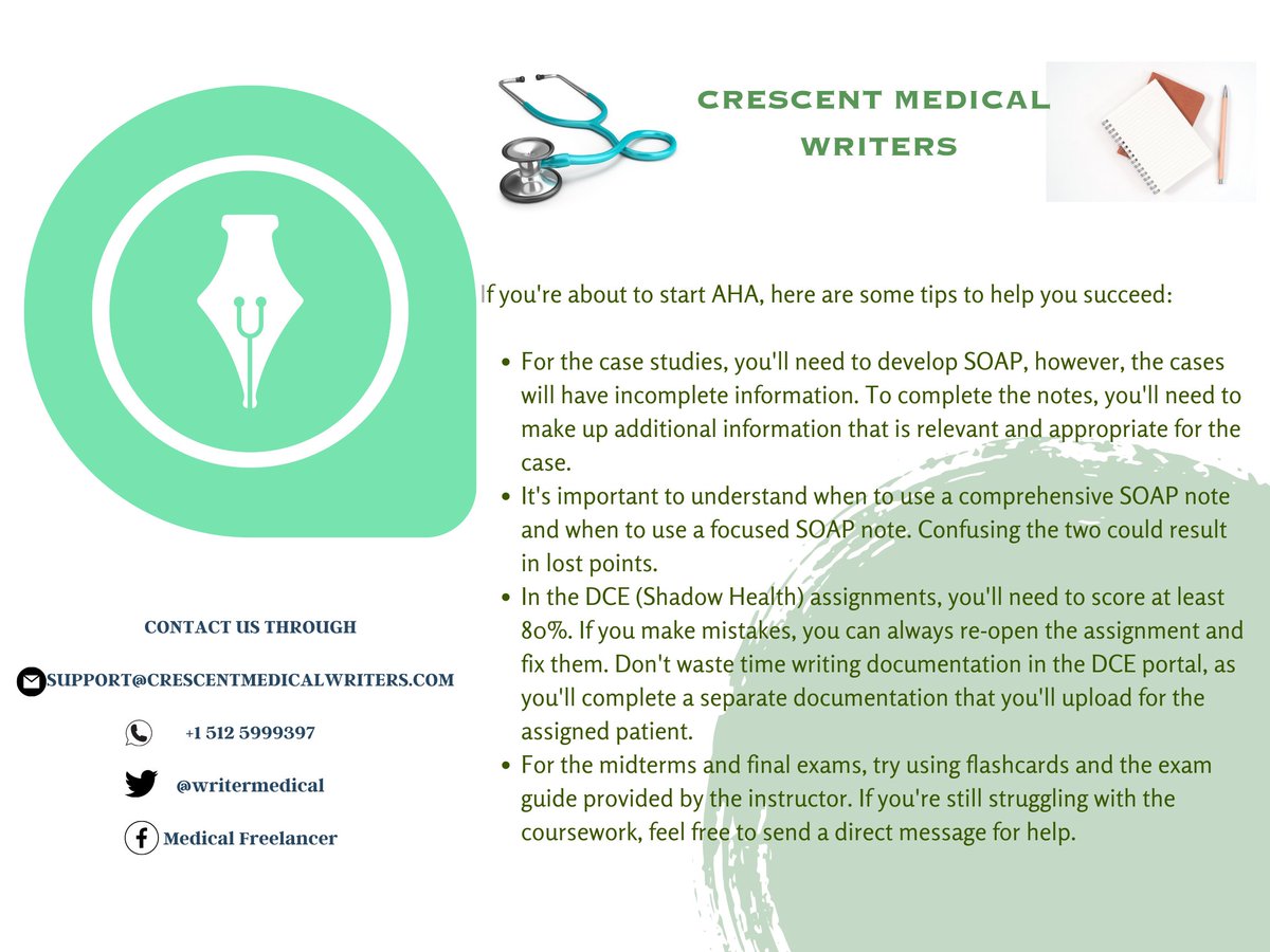 WritersMedical's tweet image. #SOAPNOTE
#Advancedhealthassessment
#Pathophysiology
#Pharmacology
#nursingwriters 
#nursingassignmenthelp 
#onlinenursingclasses 
#crescentmedicalwriters 
#nursingquizzes 
#PICOTS 
#crescentmedicalwriters