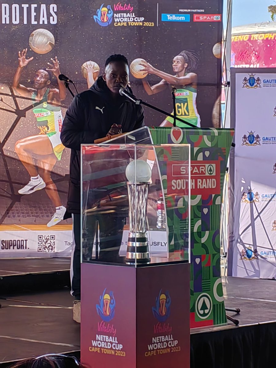 Taking the poduim, the SPAR Proteas Captain Bongi Msomi says, 'Come July history will be made! Our team will do you proud.' 

The Proteas will play at the Netball World Cup 2023  taking place in Cape Town from 28 July to 6 August for the  first time in African. #OneWorldNetball