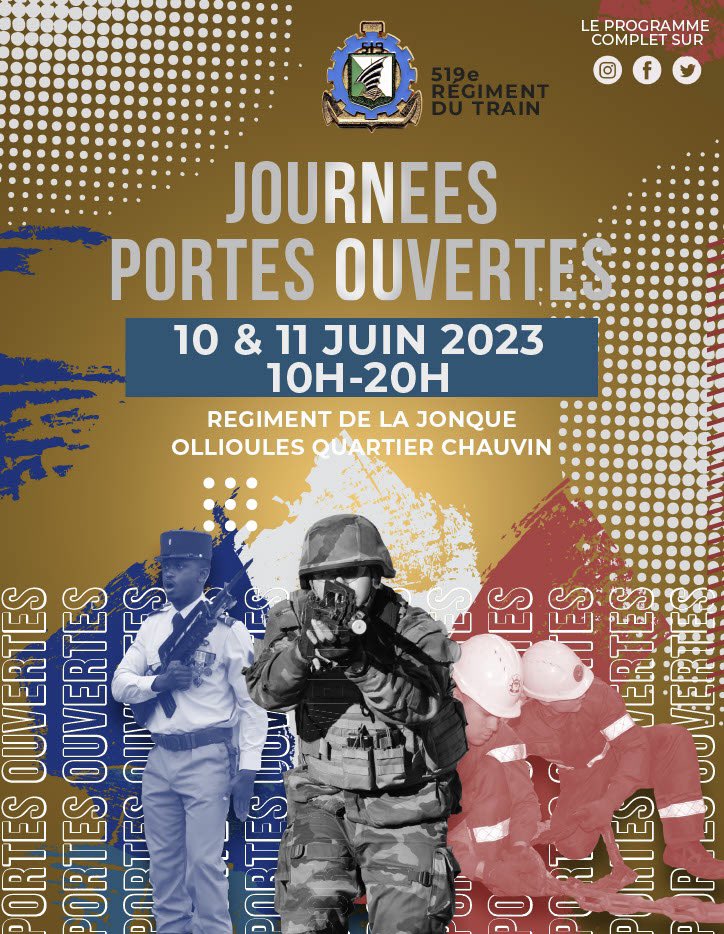 519eRt's tweet image. Aujourd’hui, nous vous dévoilons le programme de nos JPO qui auront lieu le 10 juin. N’hésitez pas à le partager et à venir nombreux ! #journeesportesouvertes #519ert #comlog #soldat #soldatfrancais #soldatdelajonque #lienarmeenation #lienarmeejeunesse #regimentdelajonque