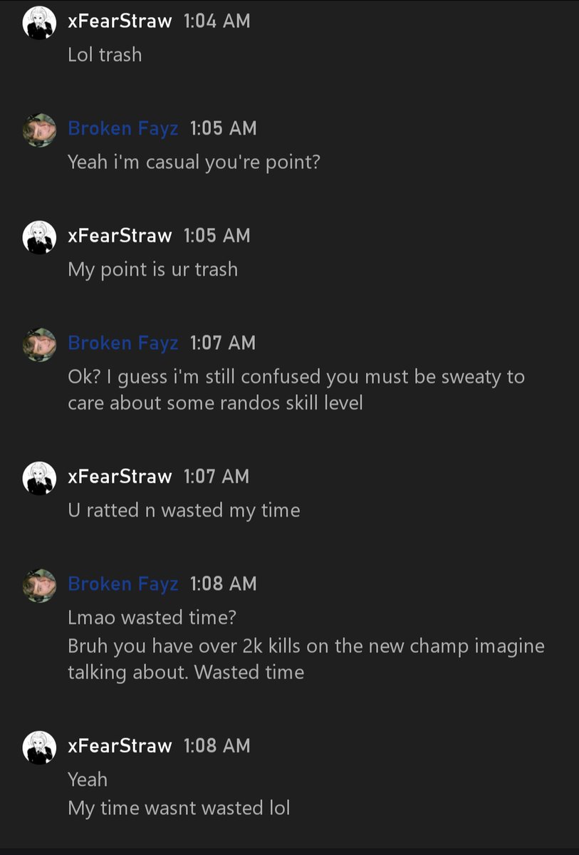 greghardey2's tweet photo. Gotta love salty sweats on #ApexLedgends guy ratted on my teammates deathbox and when I went to go get it almost at the end of the banner timer he kills me and this conversation followed. In a non ranked duos match to boot https://t.co/4WVs74RlIG