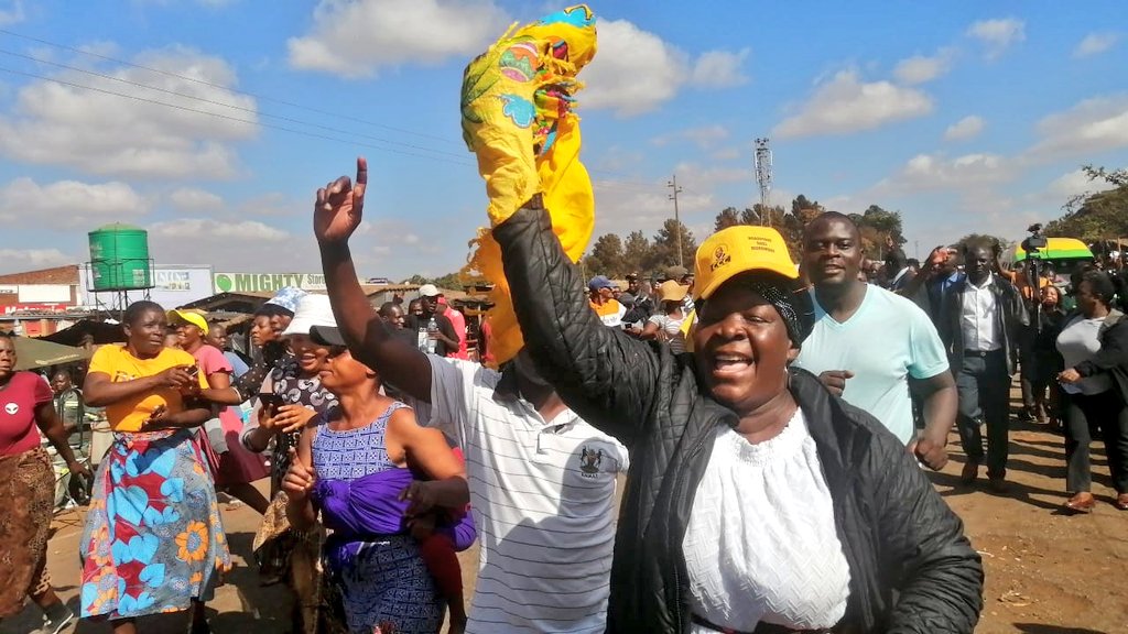 #RegisterToVote CCC leader Nelson Chamisa enjoying the company of his supporters in Kuwadzana 2 after inspecting the voters roll