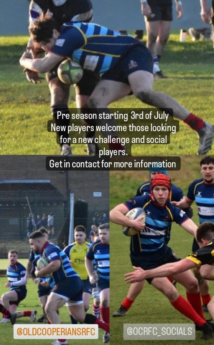 Really enjoying preparation for next season. Anyone looking for a new challenge at level 7 or social rugby get in touch <a href="/OldCoopersRFC/">Old Cooperians RFC</a>