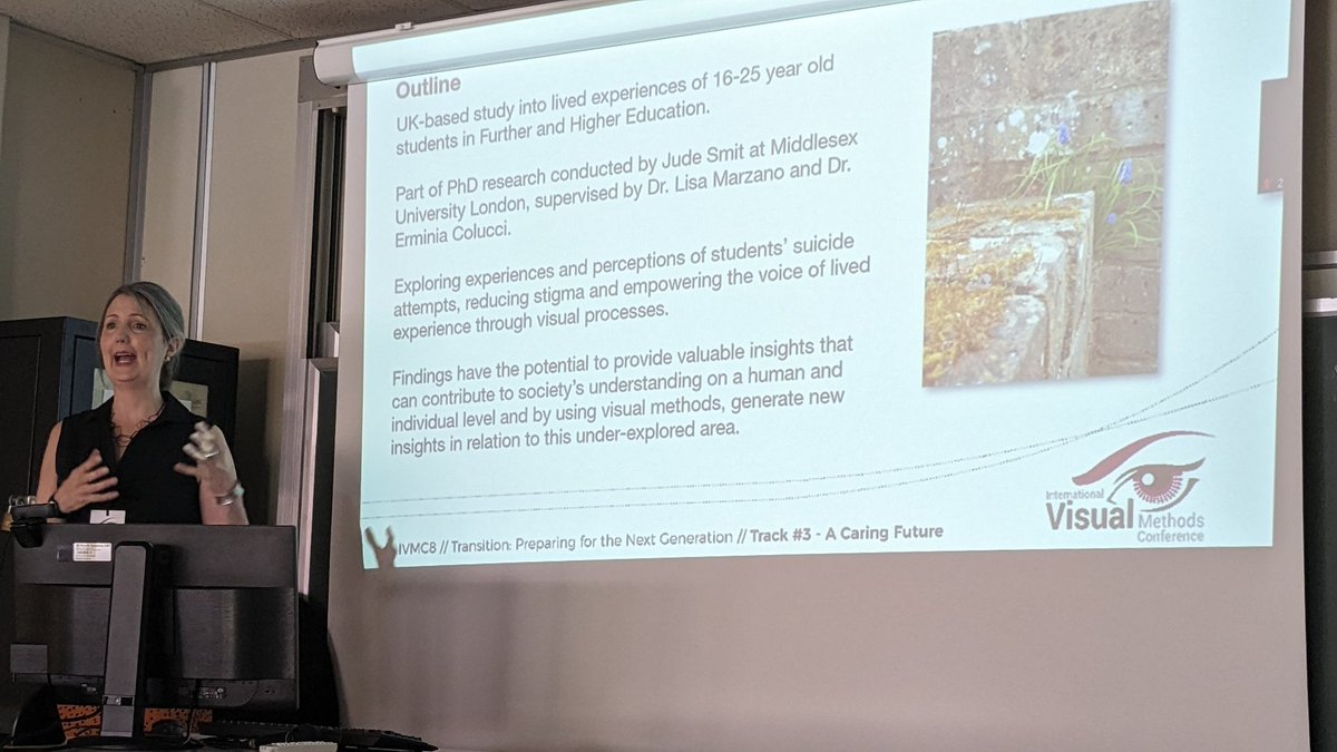 ErminiaColucci's tweet image. And now our brilliant @MiddlesexUni PhD student Jude Smit presenting her @VNSResearch 
 #suicide #visualresearch