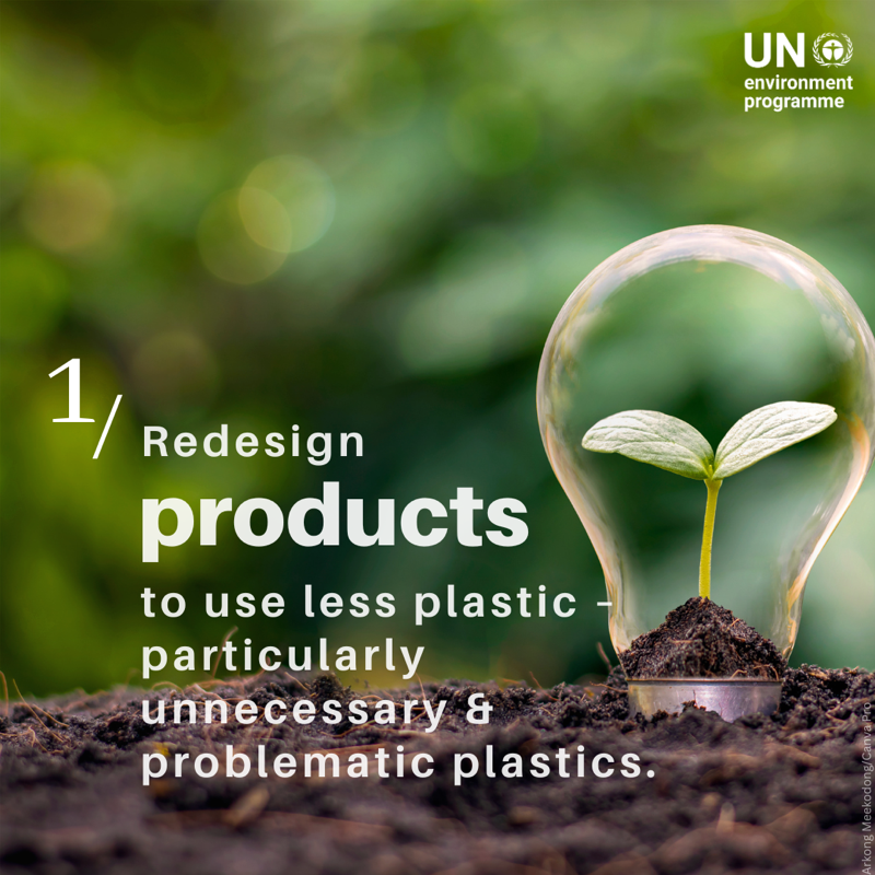 UNEP's tweet photo. UNEP chief @andersen_inger to #PlasticsTreaty: "plastic has been the default option in design for too long [...] it is in your hands to design and deliver this transformation, bringing major opportunities for everyone."