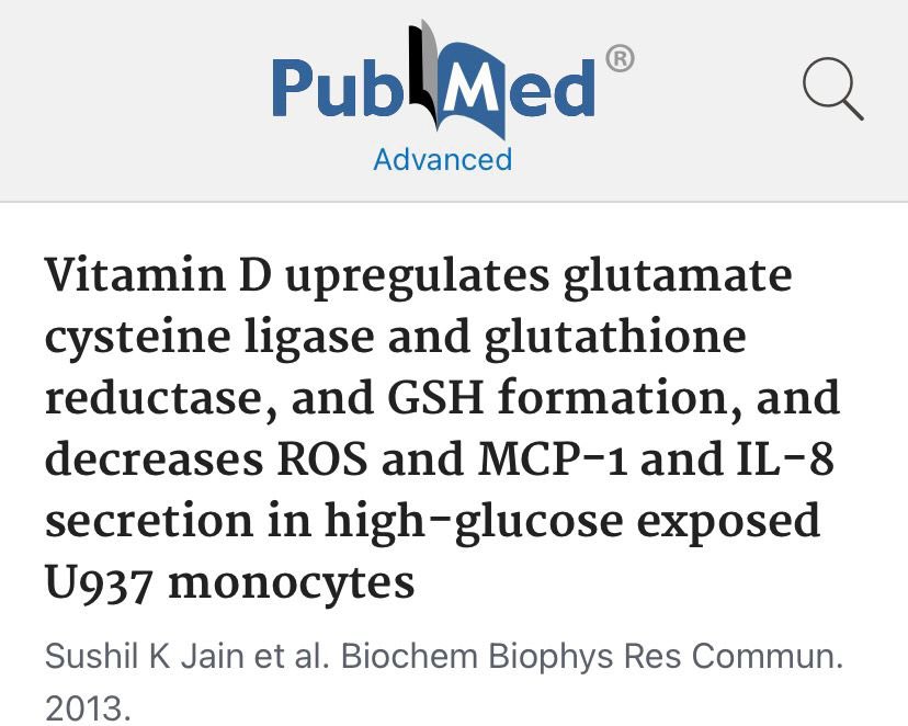 Glutatyon vücudun en önemli ve en güçlü antioksidanlarından biridir ve beslenme yoluyla da alınabilir.

Ama daha da önemlisi; yeterli glutatyon için yeterli D vitamine ihtiyacınız vardır.

D vitamininiz çok düşükse glutatyondan fayda beklemeyin 😎