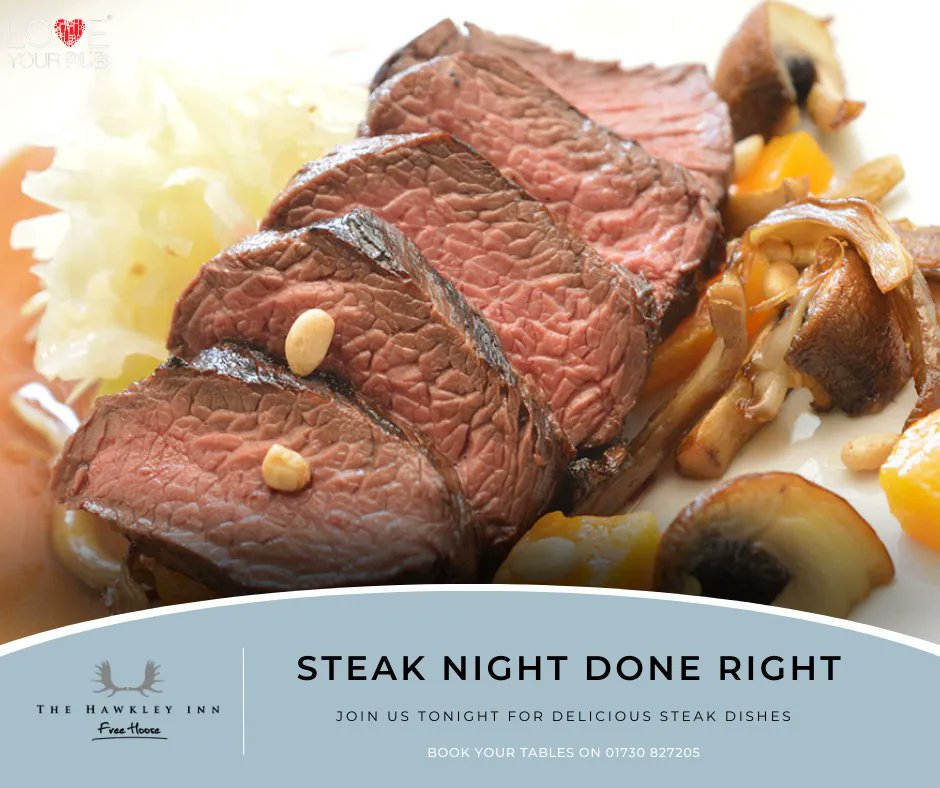 If you're joining us this evening, why not try our delicious steak dishes? 

#localpubs #lovehospitality #familydining #drinks #foodie #dogfriendlypubs #hampshirestaycation #countrypubs #pubgarden #supportlocal #pubfood #regionalale #beer #beeroclock #steaknight