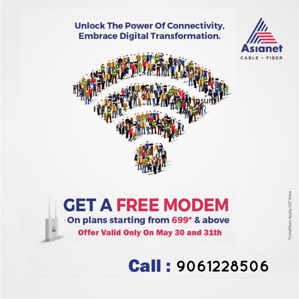 Get a free installation! 
(All Kerala). 

Call now : 9061228506

#AsianetFiber #Broadband #dineeshkumarcd