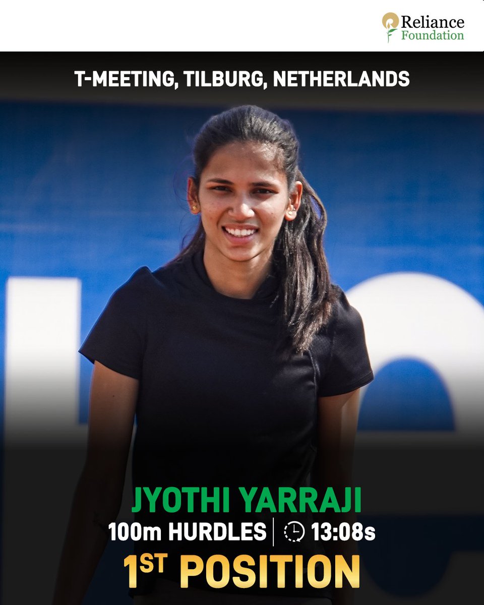 RFYouthSports's tweet photo. Raising the bar every time they step on track πππββοΈ
#RFSupported athletes were in fine form as they delivered at the T-meeting, Tilburg π³π±. Check out how they fared π
βΆοΈ Jyothi Yarraji - 1st (100m Hurdles)
βΆοΈ Amlan Borgohain - 2nd (200m)
βΆοΈ Mohammed Afsal - 3rd (400m)
βΆοΈ Sapna Kumari - 4th (100m Hurdles)
#RFYS #RFSports #Athletics