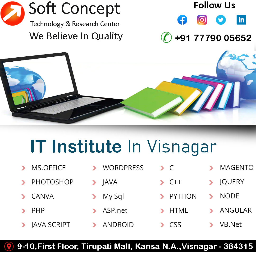 #ITInstitute_in_visnagar #computuer #clanguage #php #java #photoshop #canva #javascript #wordpress #html