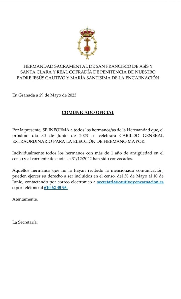 Hermandad Sacramental Cautivo y Encarnación tweet media