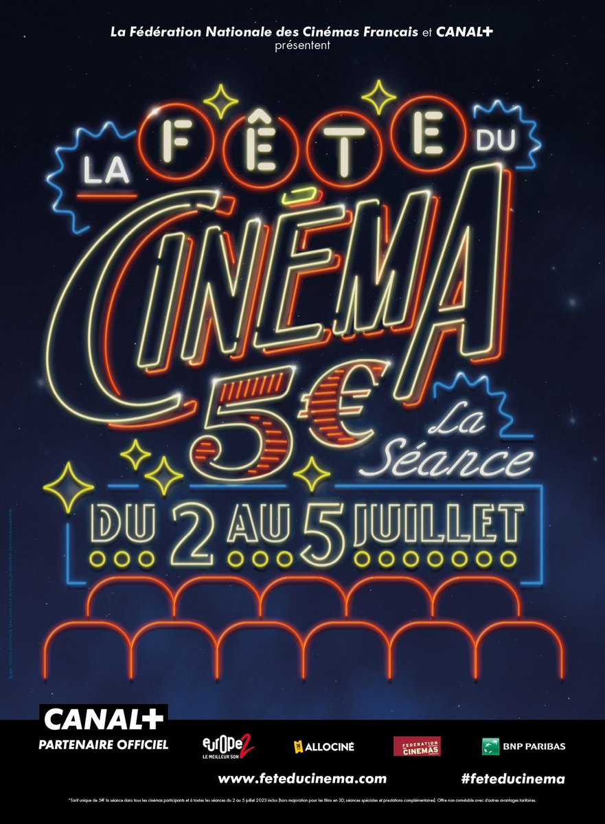 Les places de cinéma seront à 5 euros du 2 au 5 juillet pour la Fête du Cinéma.🍿