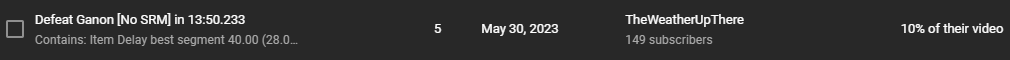 youtube letting me know other runners are also getting really good at item delay lol