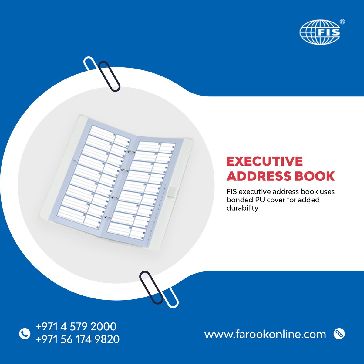 #FIS #executive #addressbook
.
To purchase FIS executive #address #book (English, #italianPU padded cover with 4-O ring with #giftbox, color: white, 64 sheets, size: 250 x 135 mm - FSAD25X13.5PUGE)
farookonline.com/product/FSAD25…
