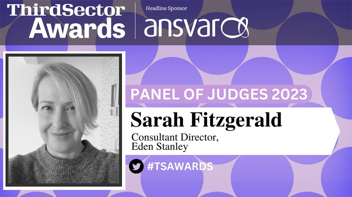 Brilliant to see our Director Sarah Fitzgerald as a judge at this year's <a href="/ThirdSector/">Third Sector</a> Awards! Don't forget the new extended entry deadline is 11:59pm on 31 May...

thirdsectorawards.com

#thirdsectorawards #charityawards