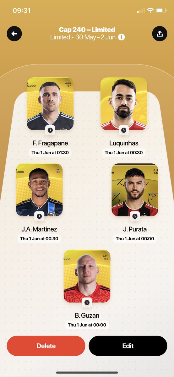 Hennessy92's tweet photo. GW 376🟡

Been chopping and changing a lot lately but these are the main guys now unless i can sell for a profit. 

Little Minnesota stack in cap220 with some favourable fixtures coming up. 

Hoping Luqinhas can turn #RBNY around.

#sorare #mls #nft https://t.co/DMYuTFmaGB